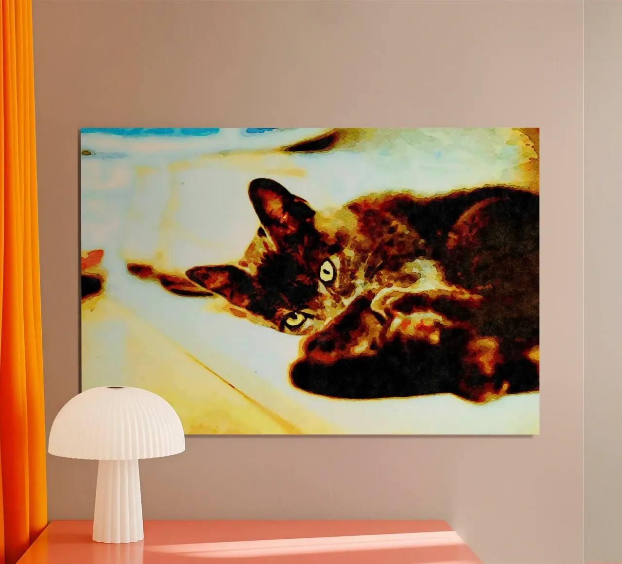 Allarme gatto poster con telaio in legno da Massimo Frascogna