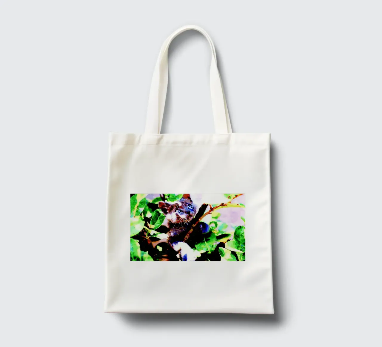 Kitten in the green tote bag by Massimo Frascogna