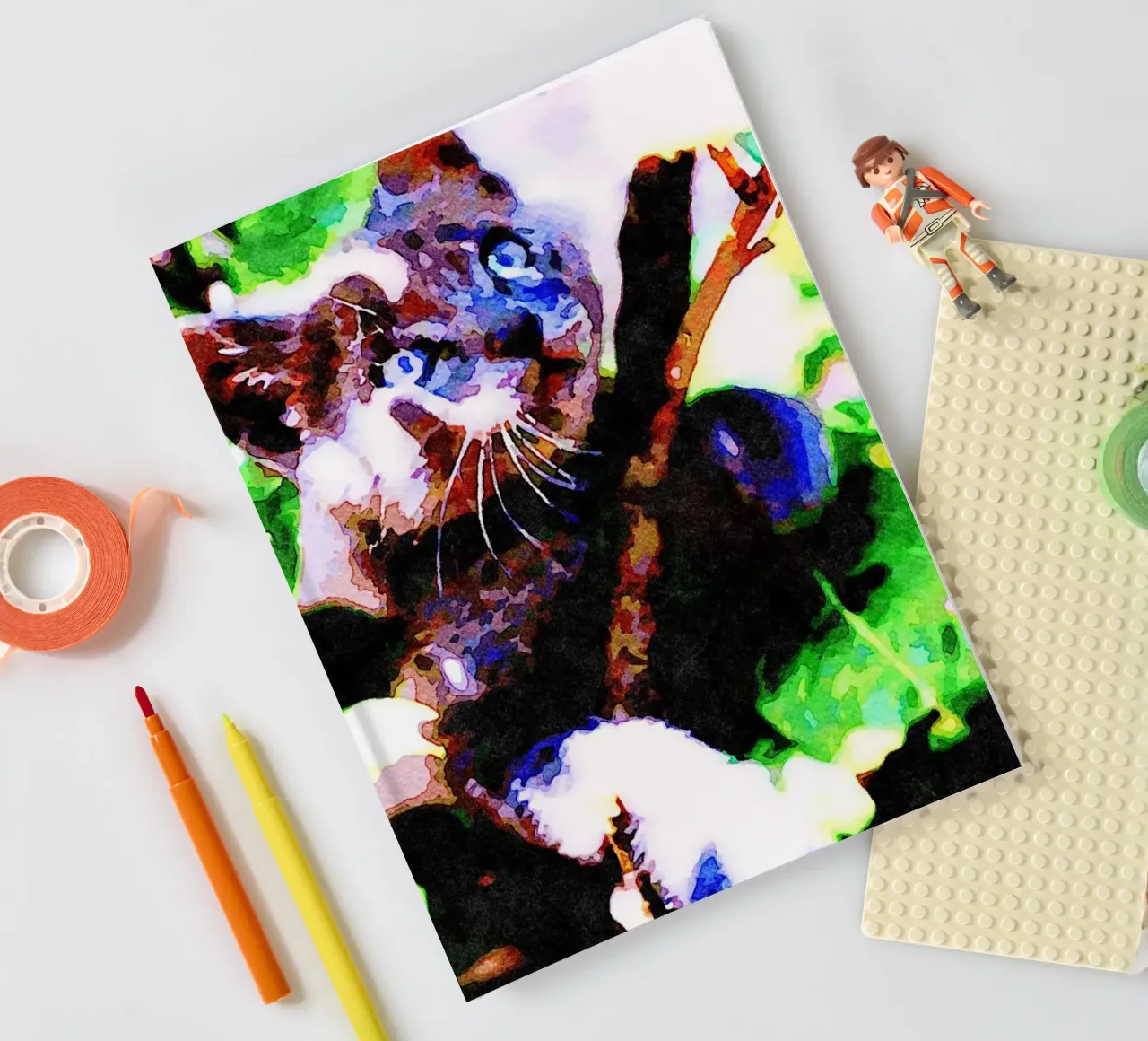 Kitten in the green notebook by Massimo Frascogna