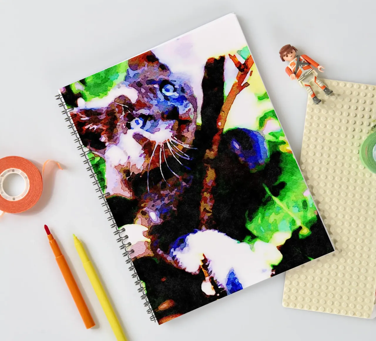 Kitten in the green spiral notebook by Massimo Frascogna