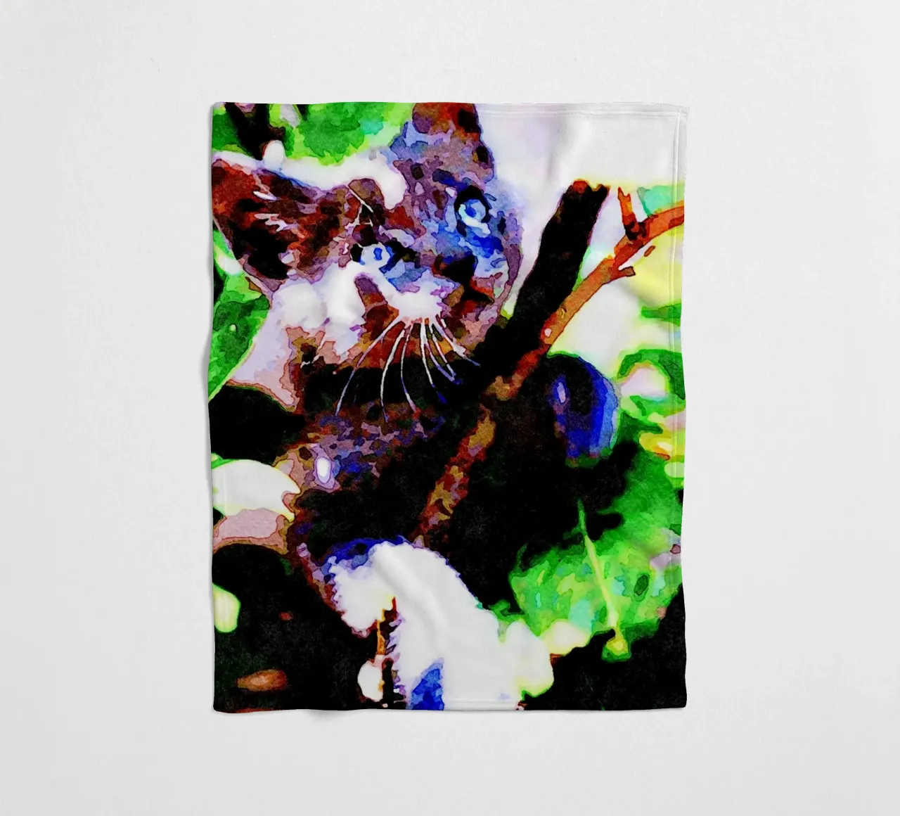 Kitten in the green fleece blanket by Massimo Frascogna