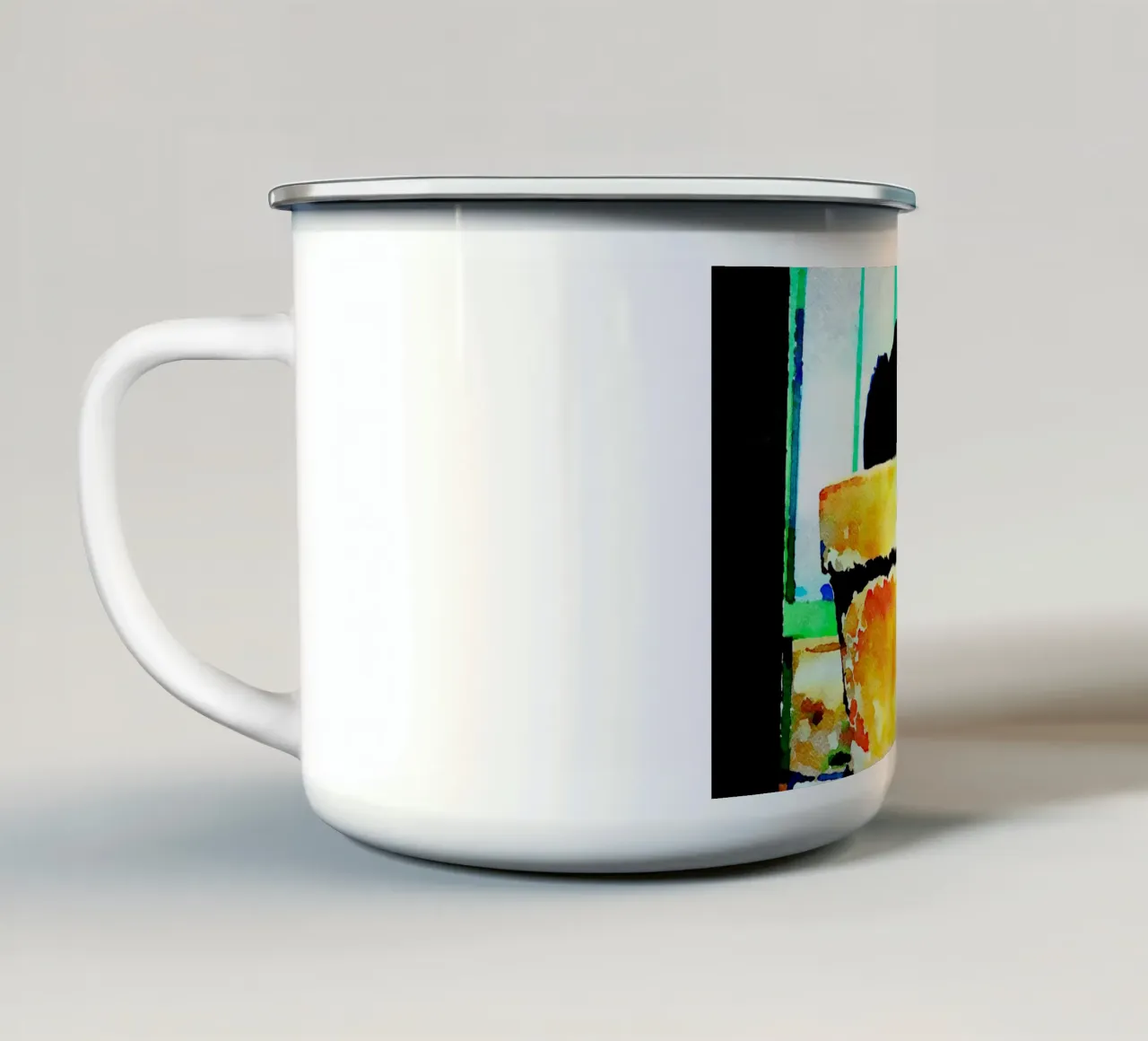 Gatto nero tazza in smalto da Massimo Frascogna
