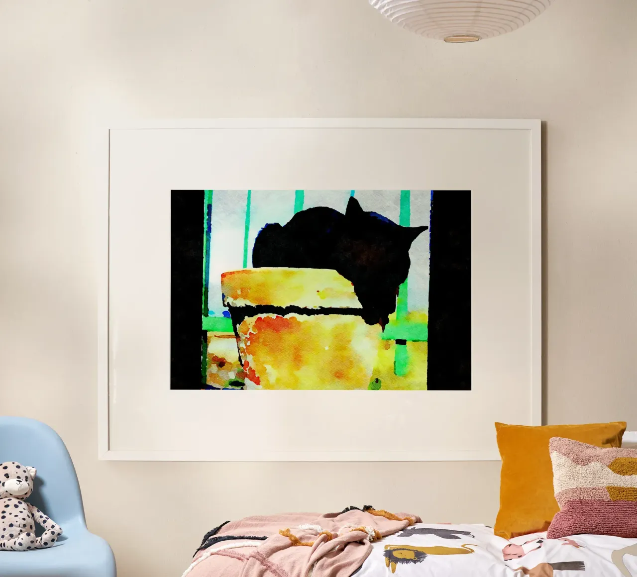 Gatto nero poster con telaio in alluminio da Massimo Frascogna