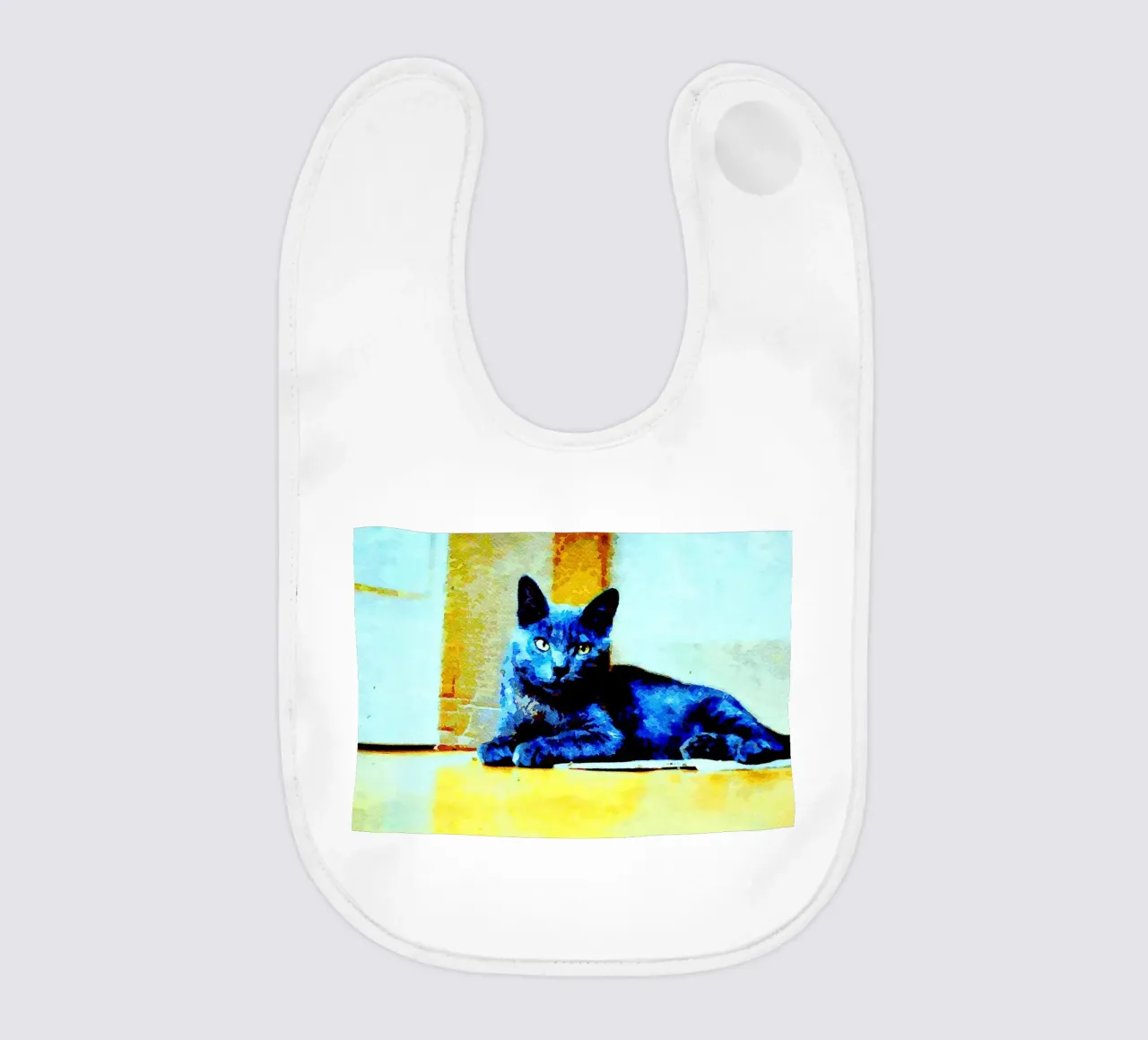 Grey cat baby bib by Massimo Frascogna