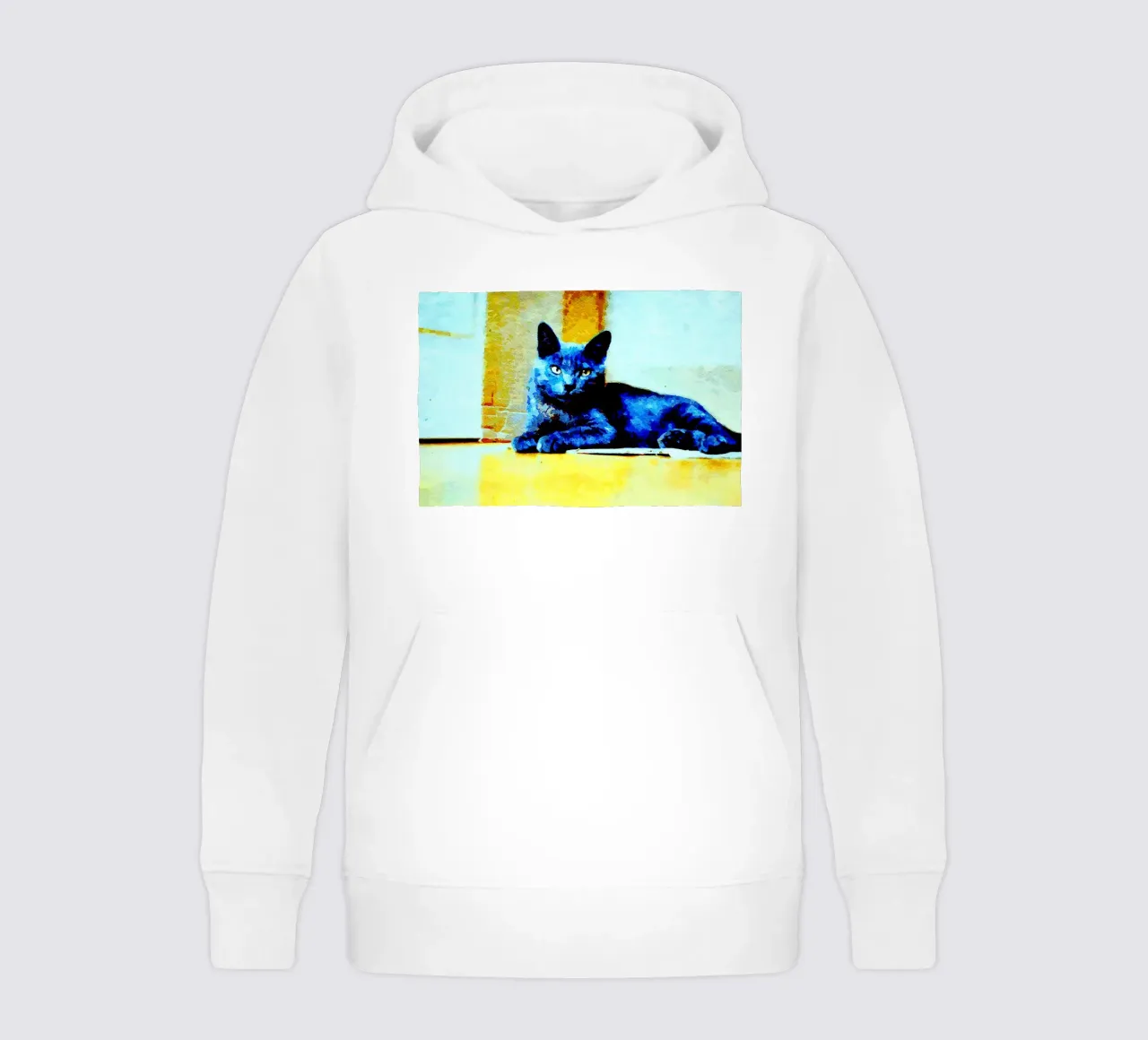 Grey cat kids hoodie by Massimo Frascogna