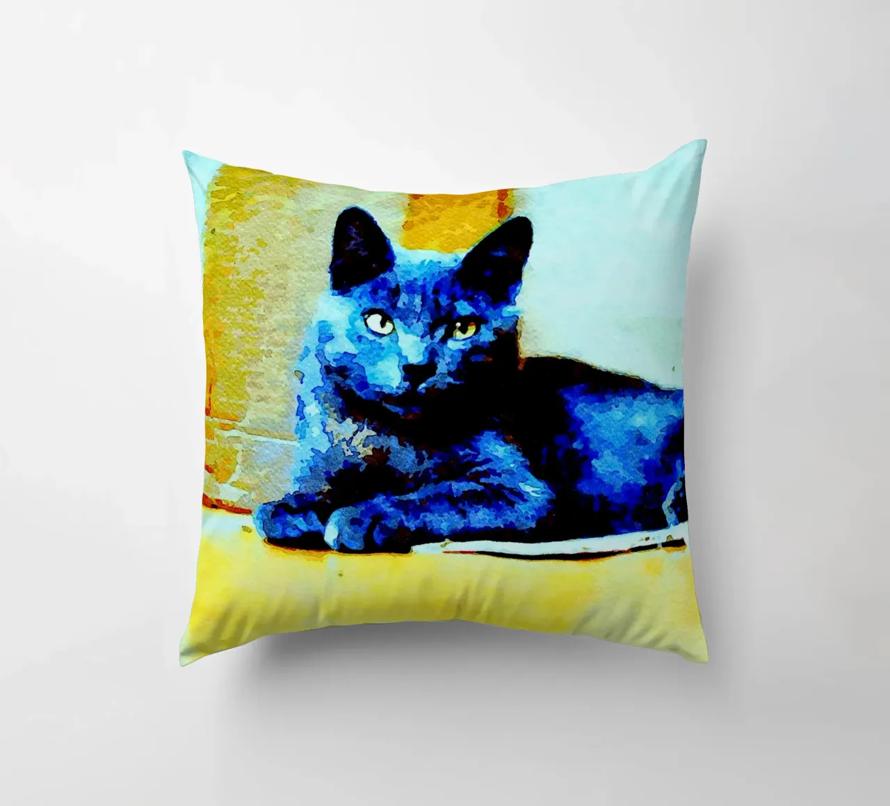 Gatto grigio cuscino da Massimo Frascogna