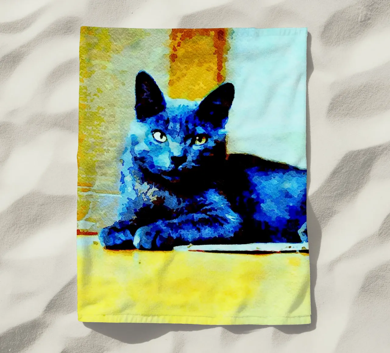 Grey cat beach towel by Massimo Frascogna