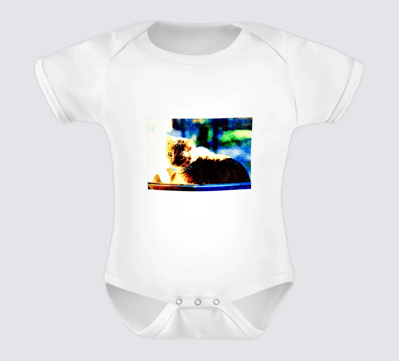 The cat on the window short-sleeve baby romper by Massimo Frascogna