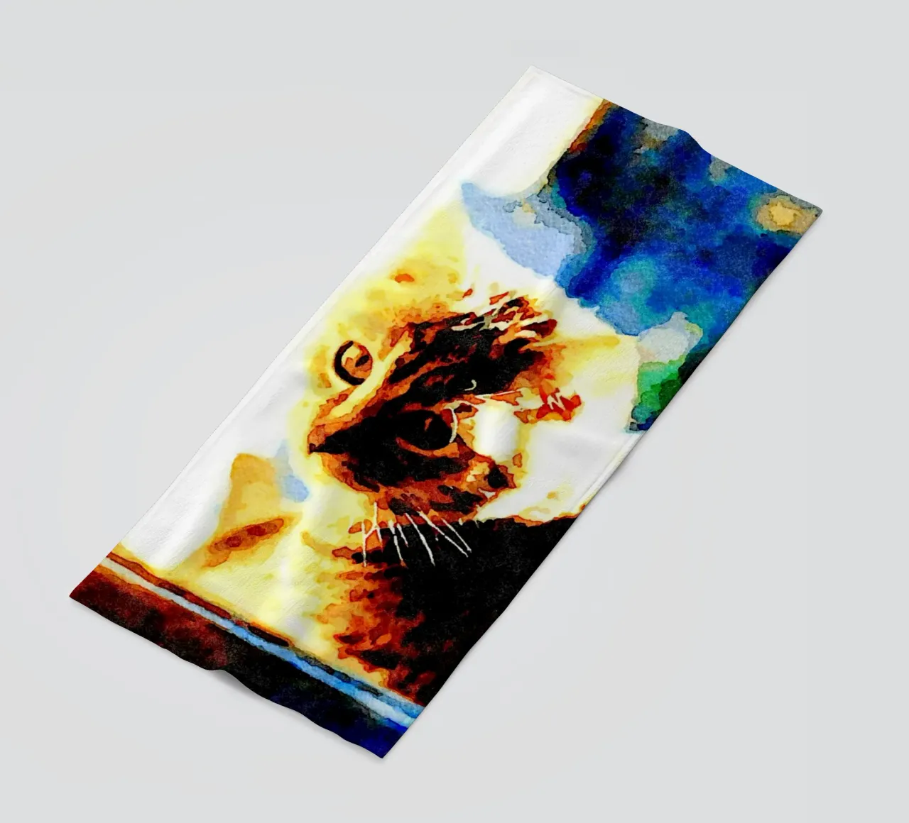 The cat on the window beach towel by Massimo Frascogna