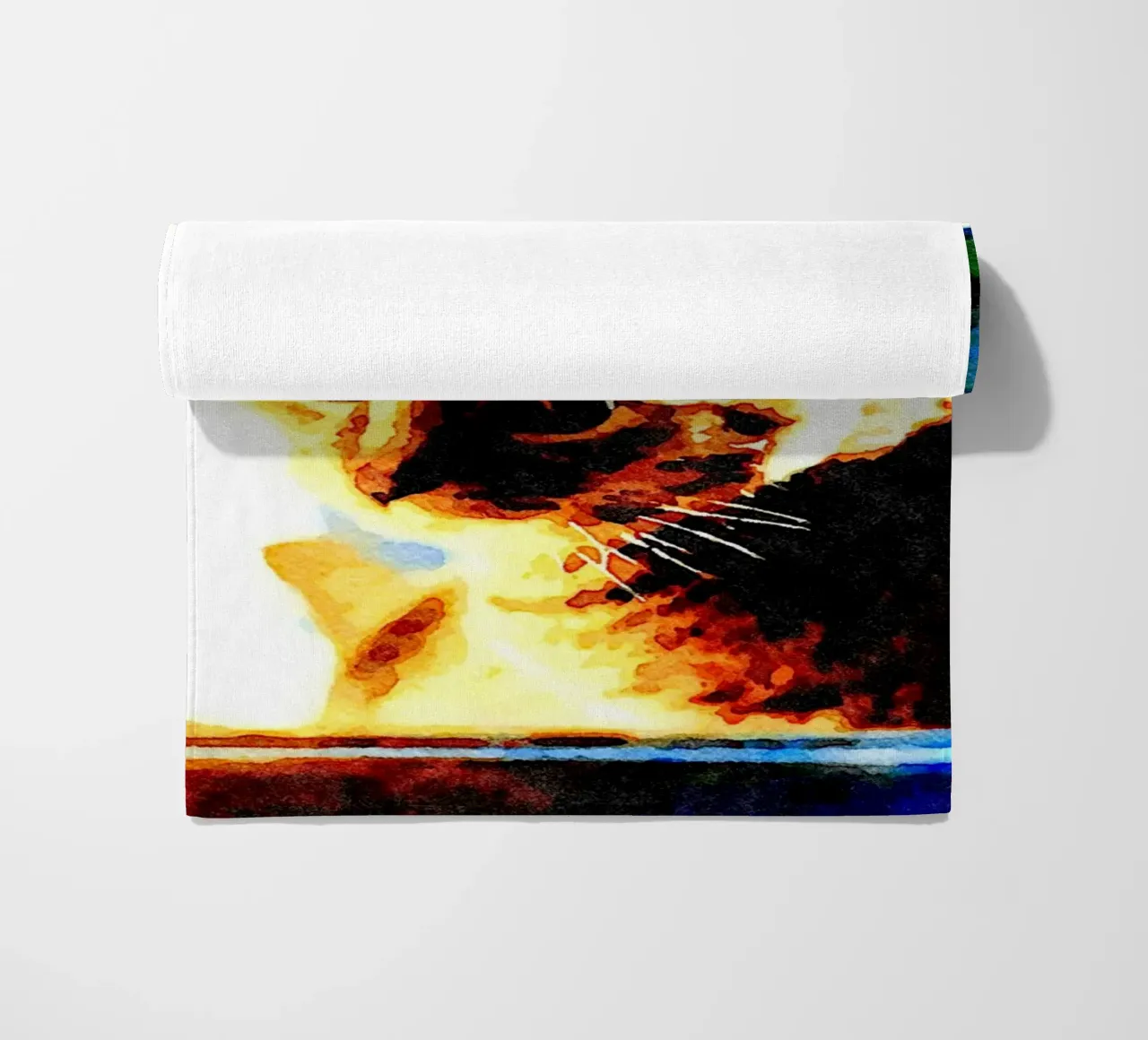 The cat on the window beach towel by Massimo Frascogna