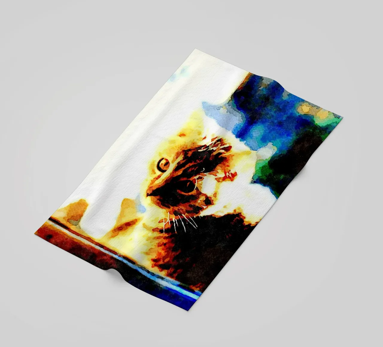 The cat on the window beach towel by Massimo Frascogna