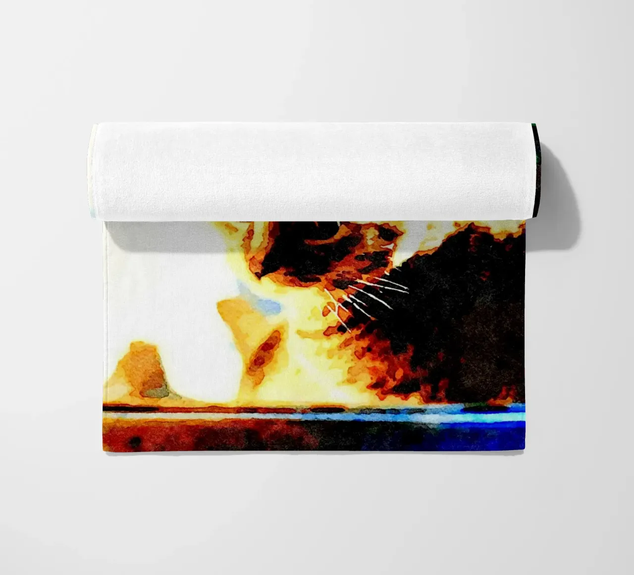 The cat on the window beach towel by Massimo Frascogna