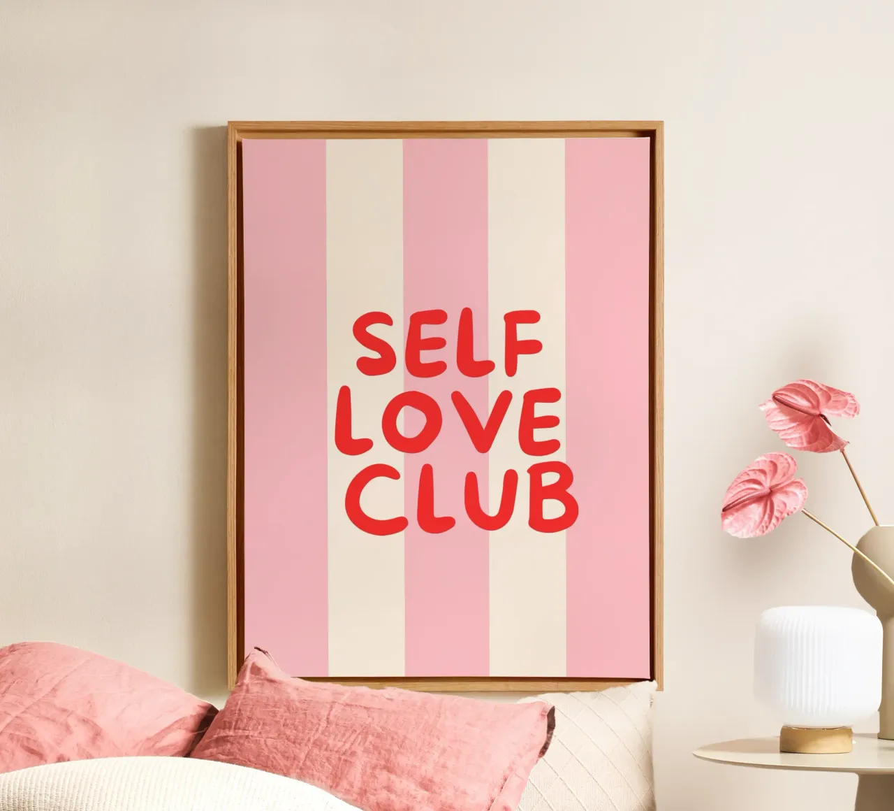 Club dell'amore per se stessi Design moderno Affermazione di amore per se stessi tela con Cornice a cassetta da HummelBär