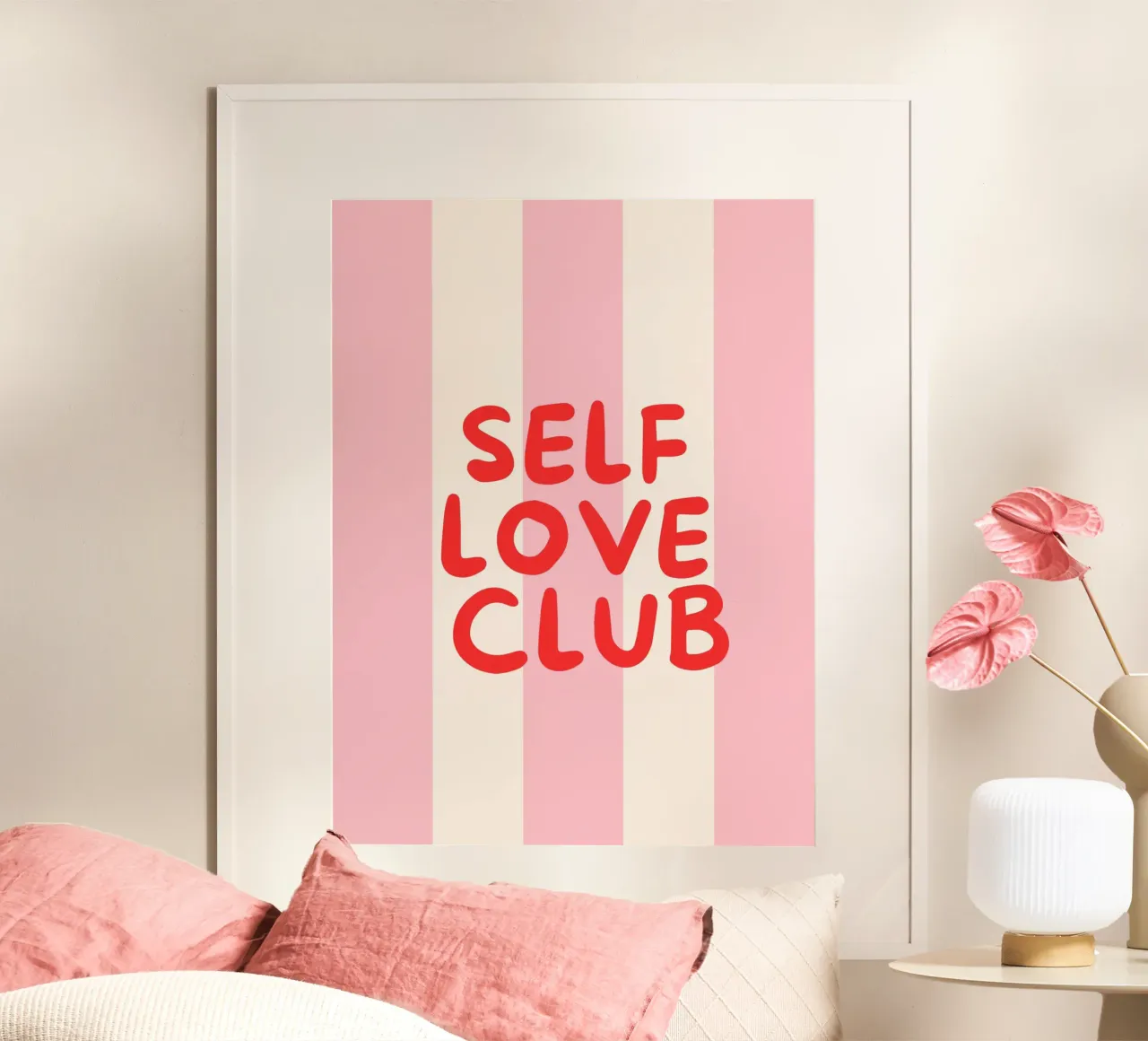 Club dell'amore per se stessi Design moderno Affermazione di amore per se stessi poster con telaio in legno da HummelBär