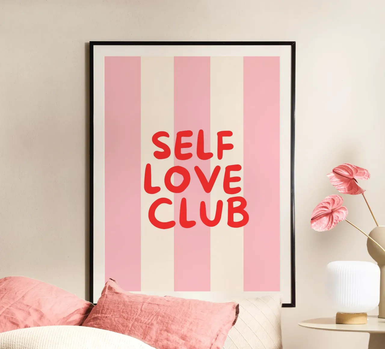 Club dell'amore per se stessi Design moderno Affermazione di amore per se stessi poster con telaio in legno da HummelBär