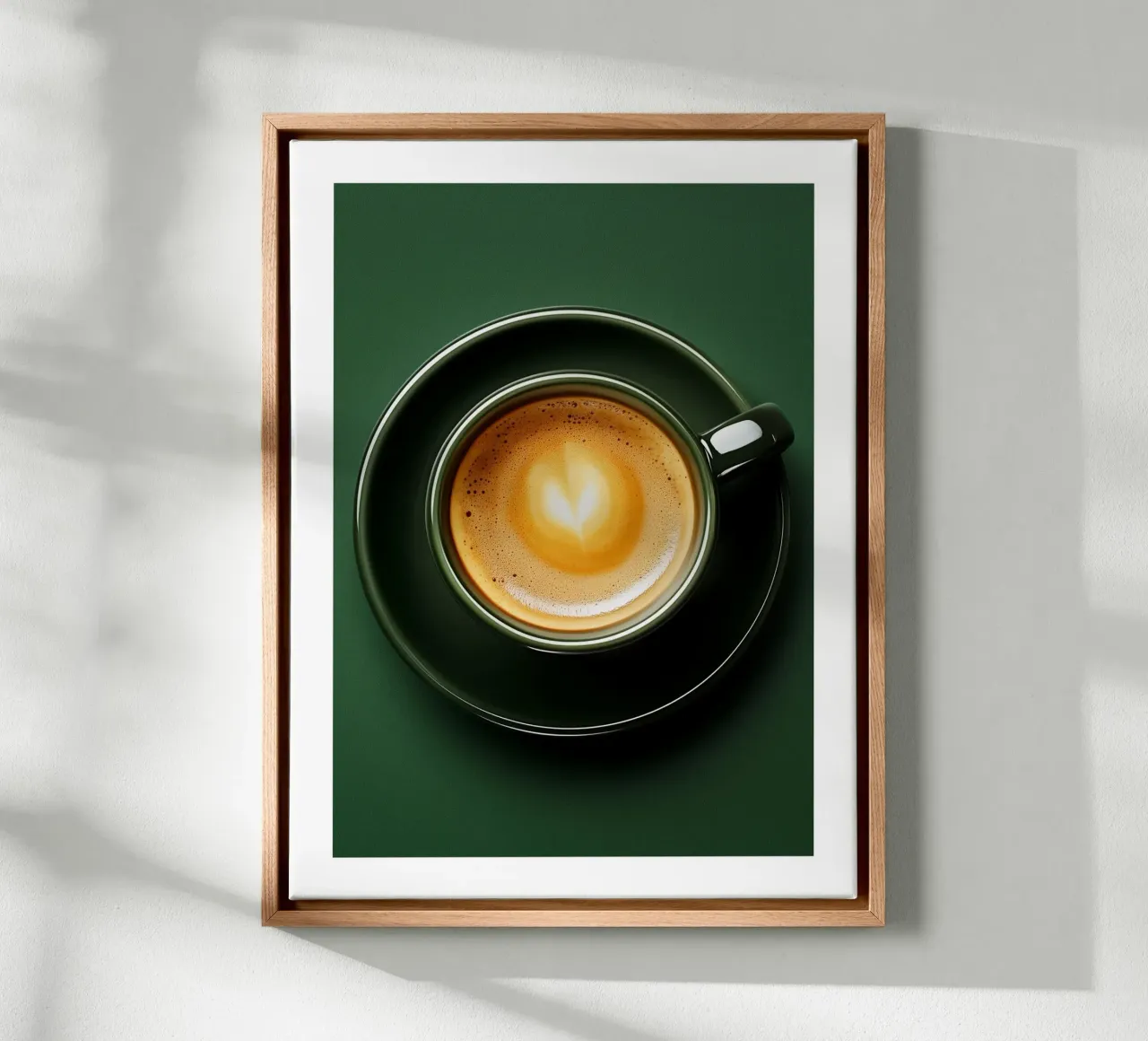 Koffiekop op groene achtergrond canvas met Baklijst van Spice & Style