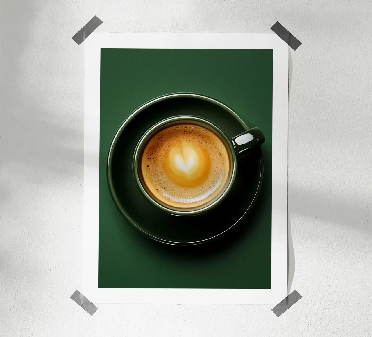 Tazza di caffè su sfondo verde poster da Spice & Style