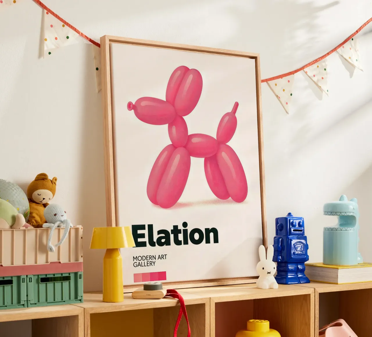 Ballon Hond Kunst - Eigentijdse Kunstdruk canvas met Baklijst van CNTRL