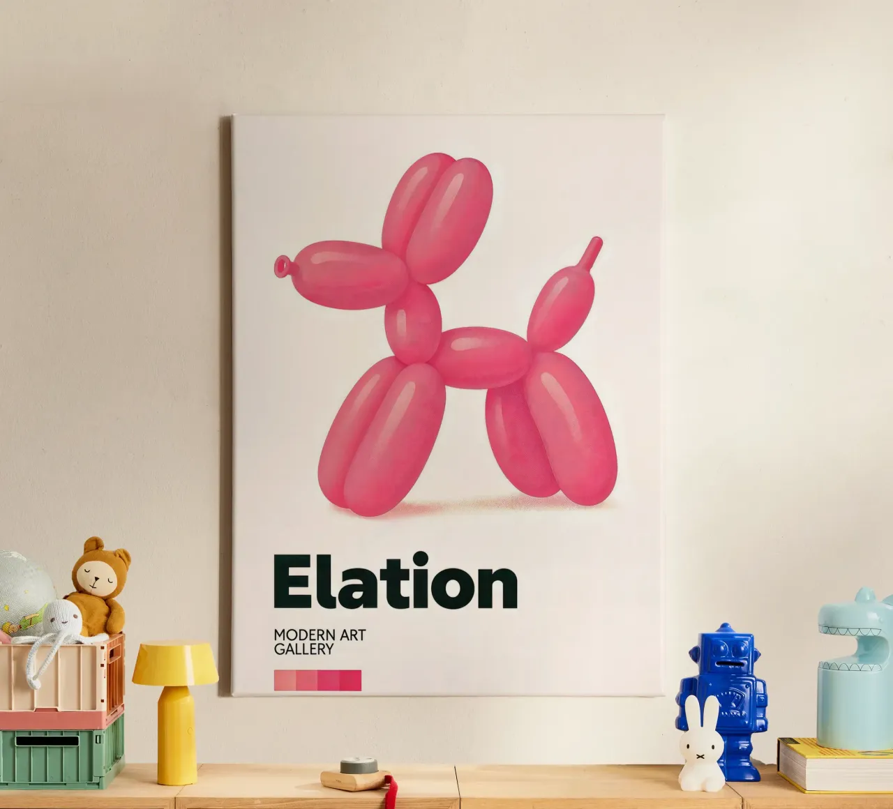Ballon Hond Kunst - Eigentijdse Kunstdruk canvas met Baklijst van CNTRL