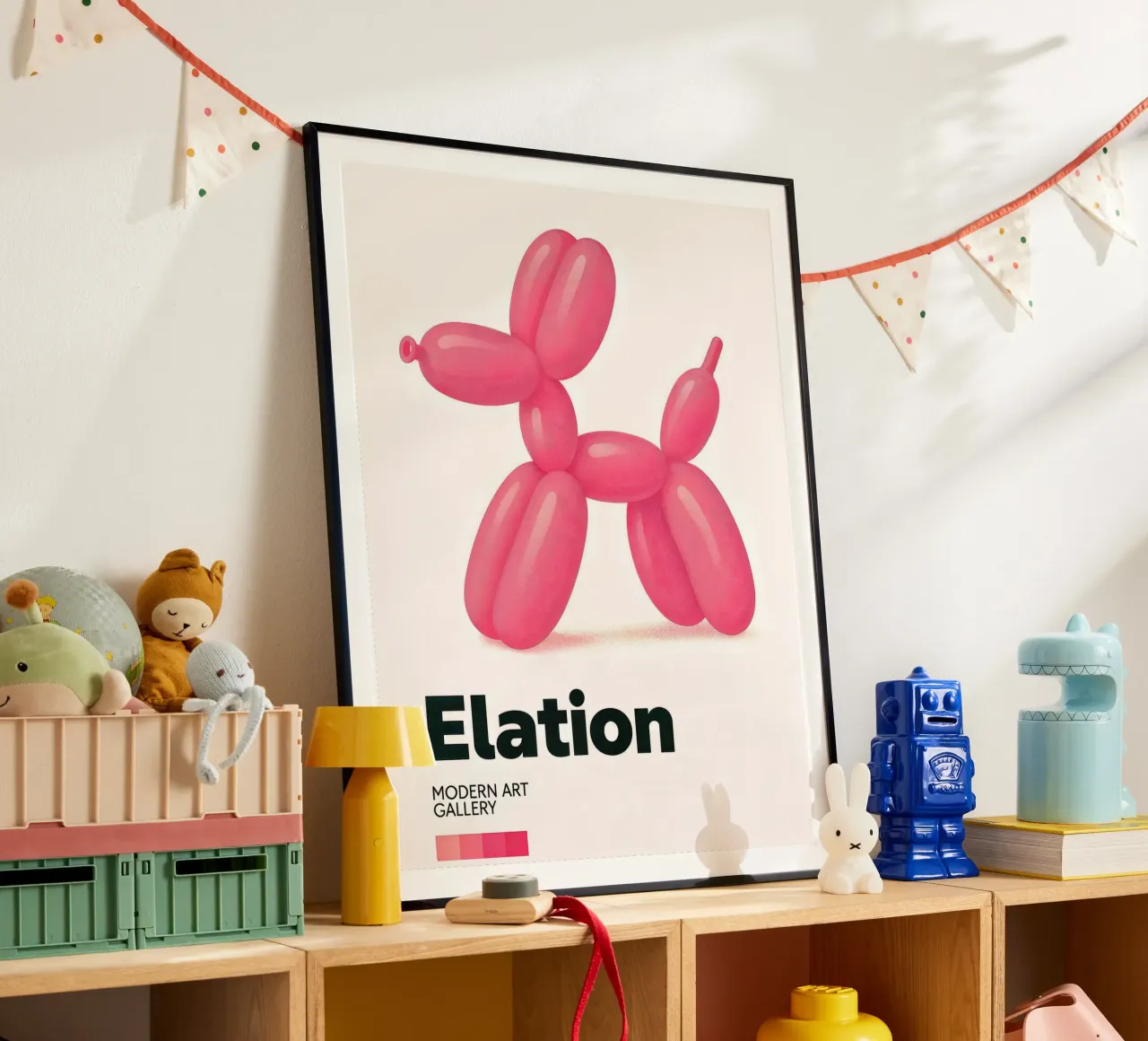 Ballon Hond Kunst - Eigentijdse Kunstdruk poster met aluminium frame van CNTRL