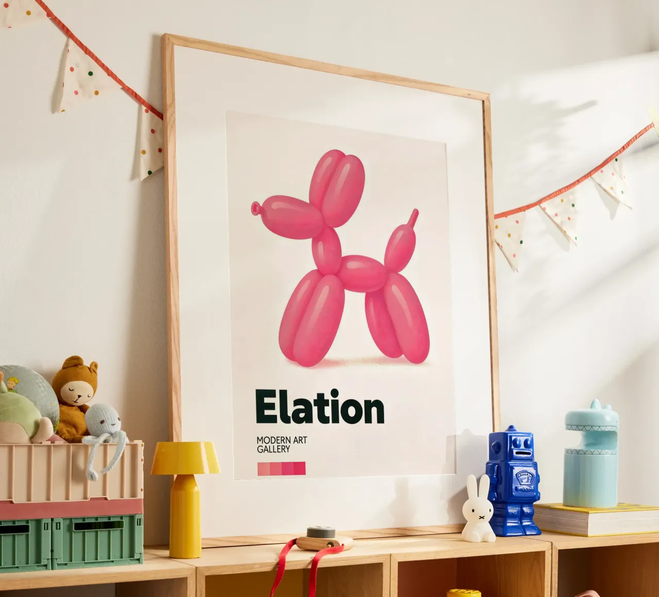 Ballon Hond Kunst - Eigentijdse Kunstdruk poster met aluminium frame van CNTRL