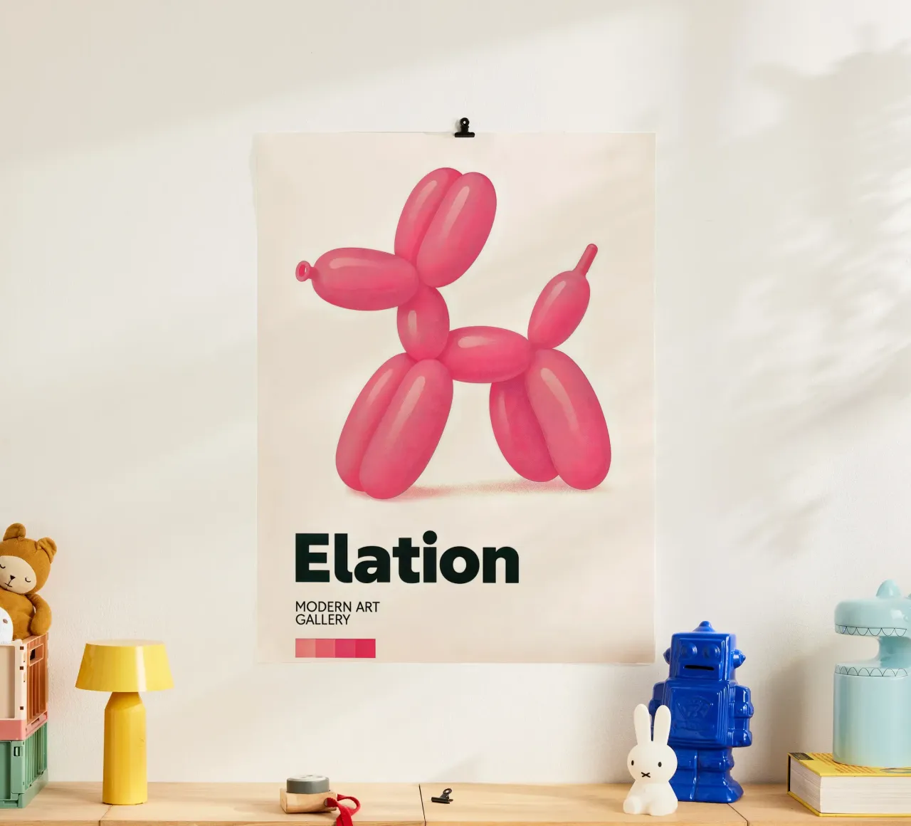 Ballon Hond Kunst - Eigentijdse Kunstdruk poster met aluminium frame van CNTRL