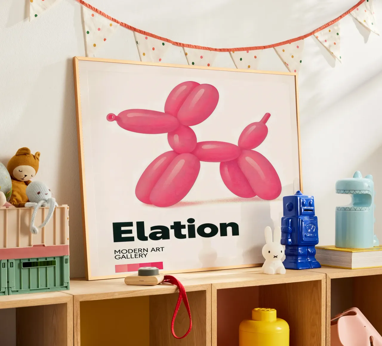 Ballon Hond Kunst - Eigentijdse Kunstdruk poster met aluminium frame van CNTRL
