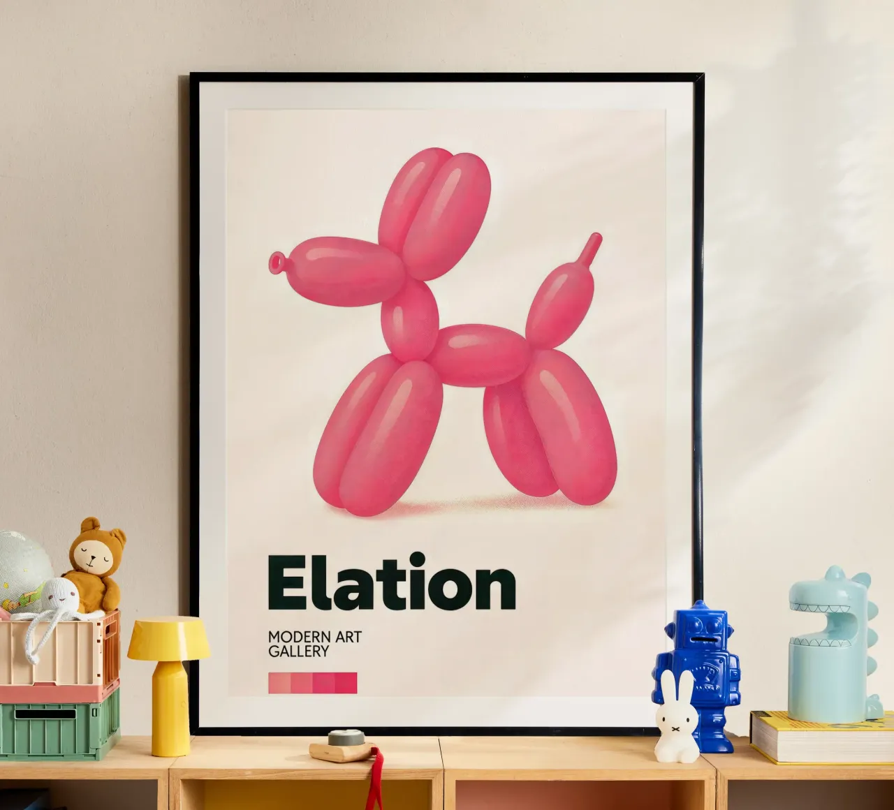 Ballon Hond Kunst - Eigentijdse Kunstdruk poster met aluminium frame van CNTRL