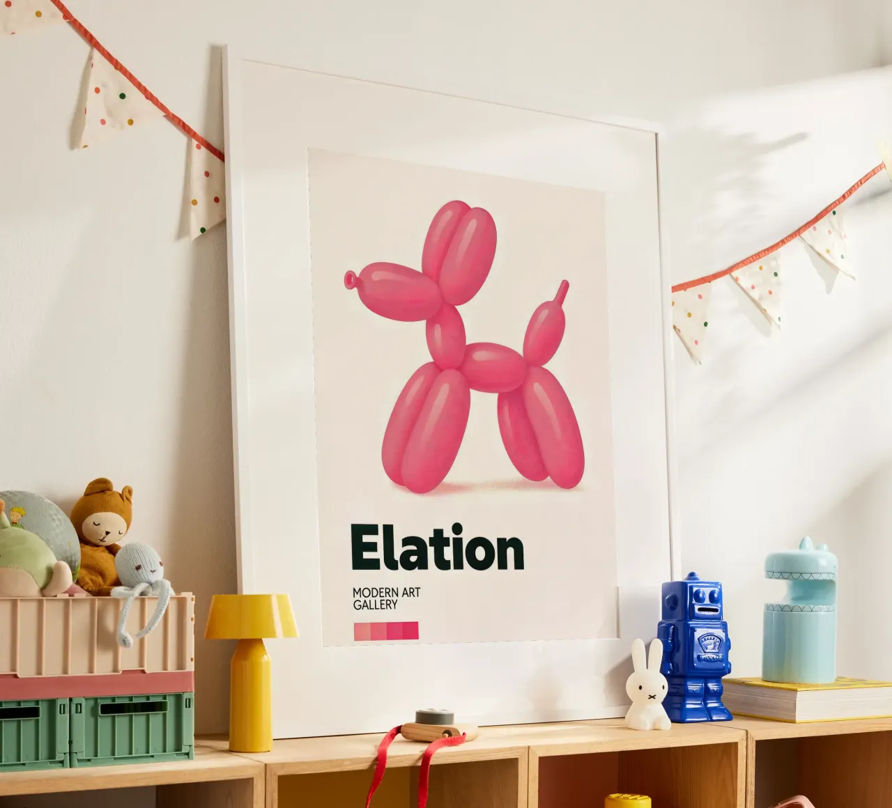 Ballon Hond Kunst - Eigentijdse Kunstdruk poster met aluminium frame van CNTRL