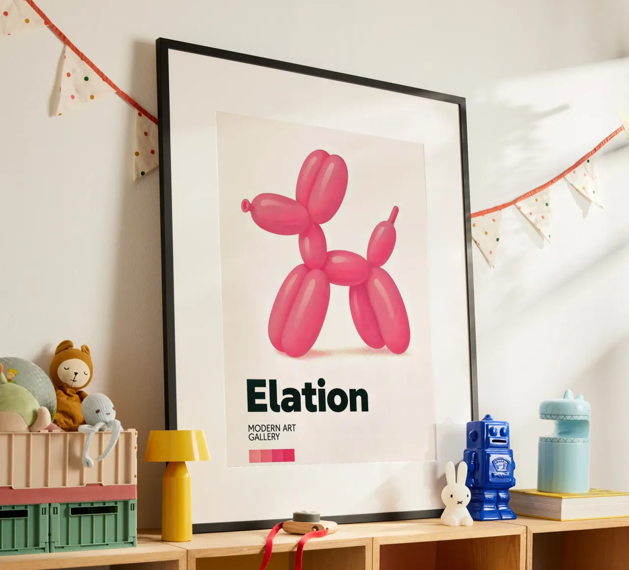 Ballon Hond Kunst - Eigentijdse Kunstdruk poster met aluminium frame van CNTRL