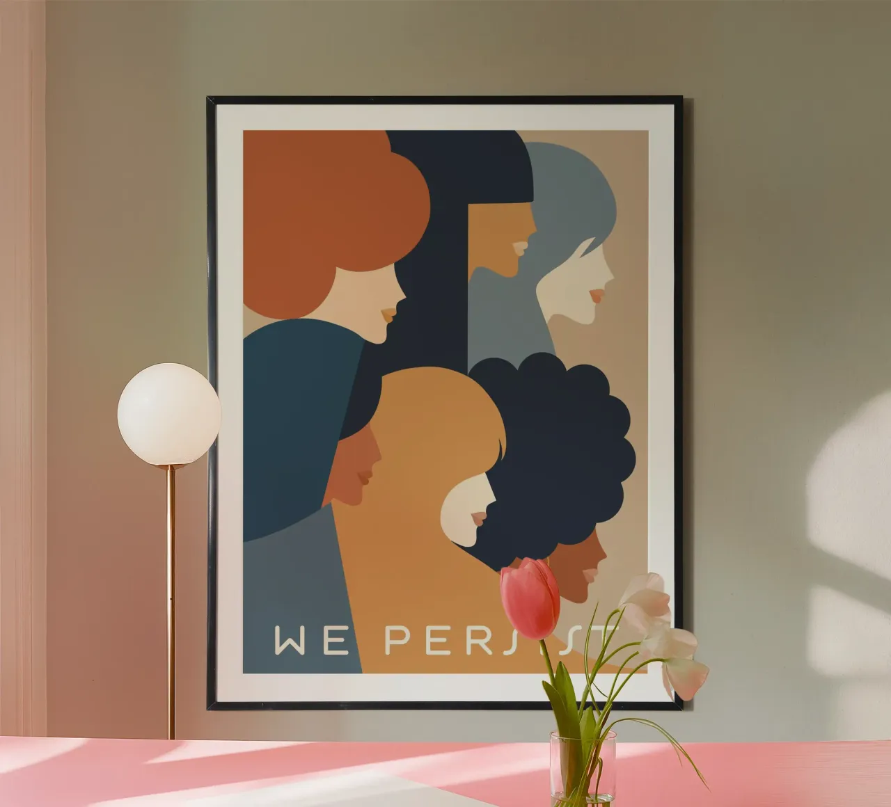 Donne che danno potere alle donne - We Persist Toni terrosi poster con telaio in plastica da Dominique Vari