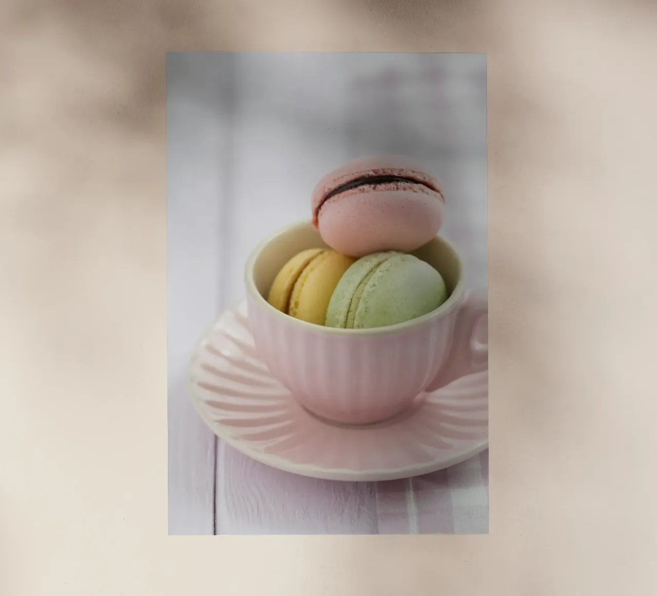 Macarons in tazza pellicola backlit da foodphotolove
