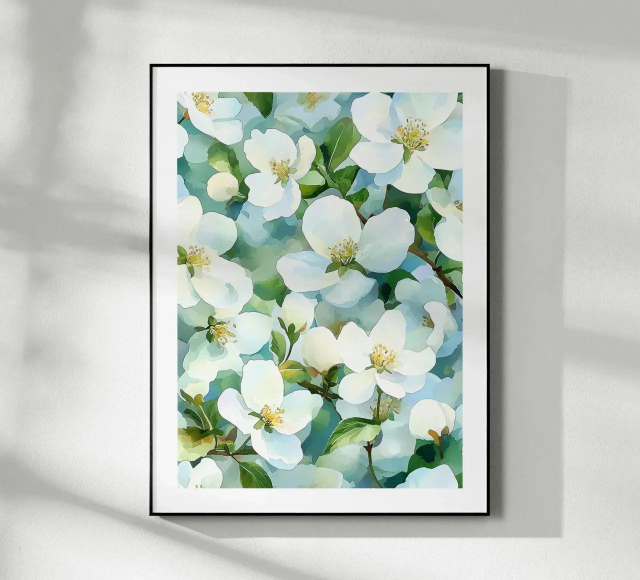 Fiori bianchi in acquerello plexiglass da Flora & Horizon