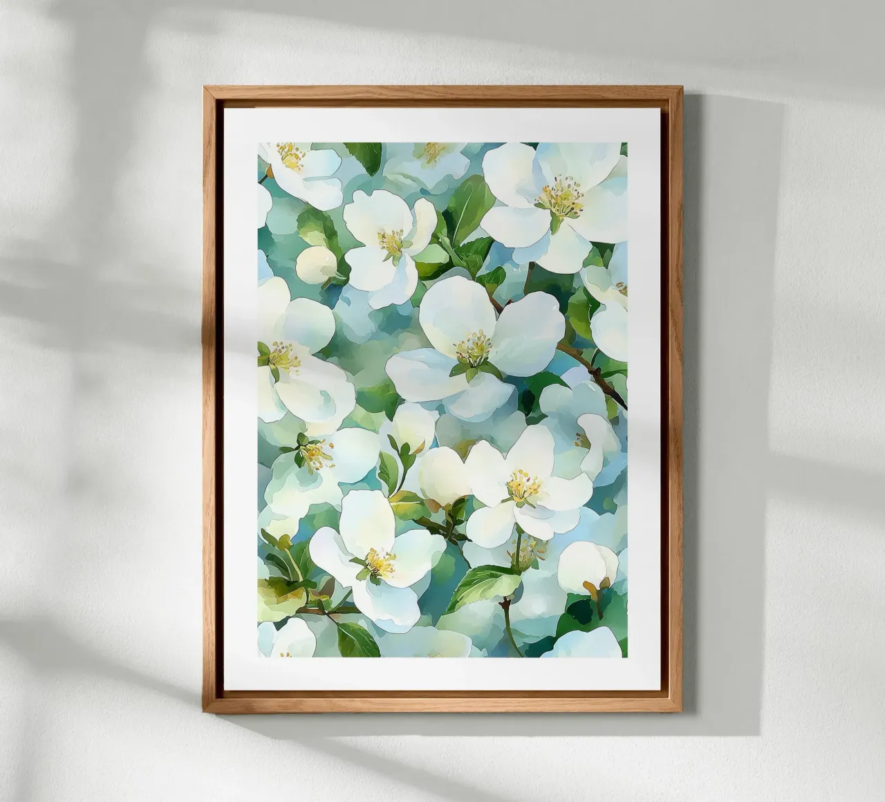 Fiori bianchi in acquerello alluminio dibond da Flora & Horizon