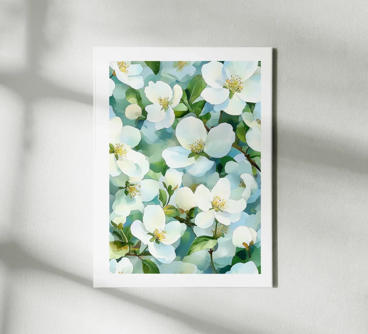 Fiori bianchi in acquerello tela con Cornice a cassetta da Flora & Horizon