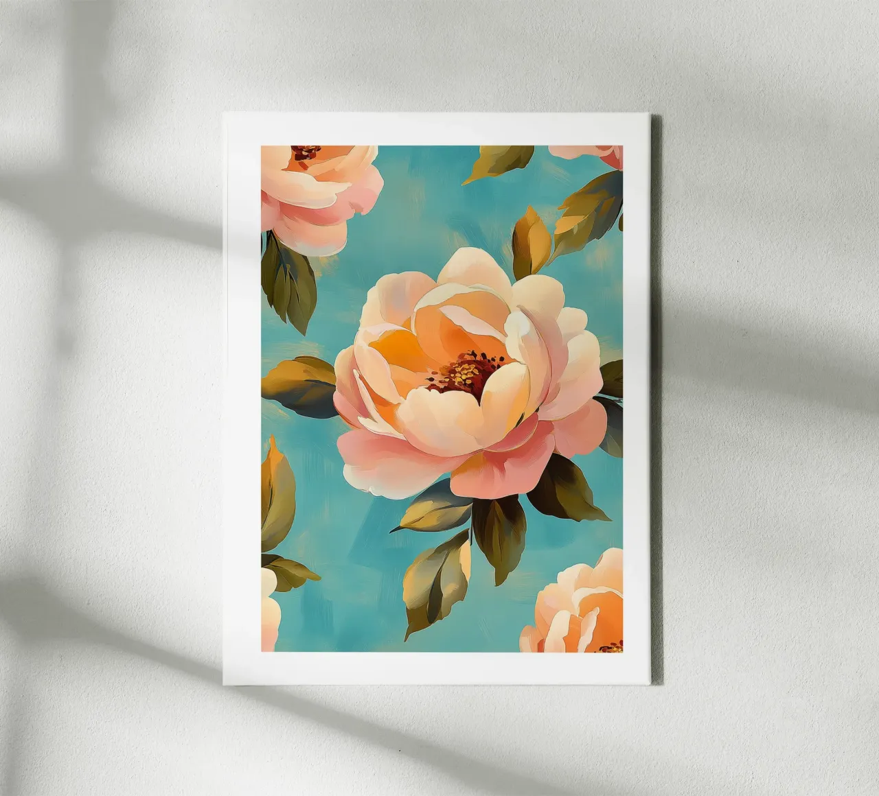 Roses in soft tones canvas with Floater frame by Flora & Horizon