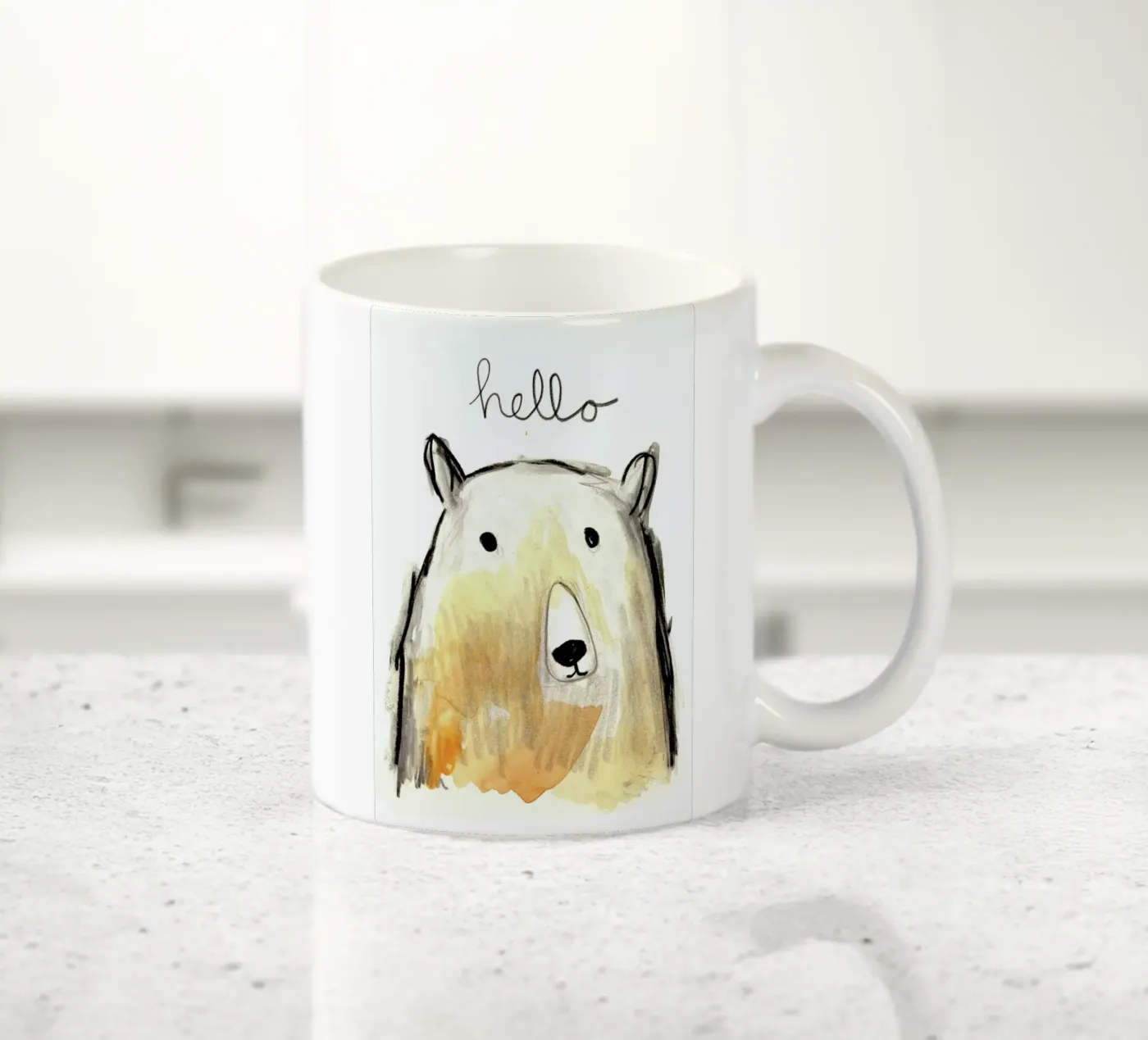 Hello Bear ceramic mug by Farina Kuklinski