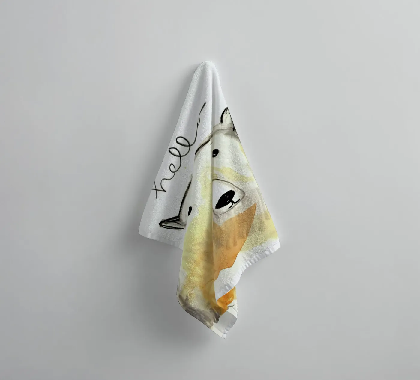 Hello Bear towel by Farina Kuklinski
