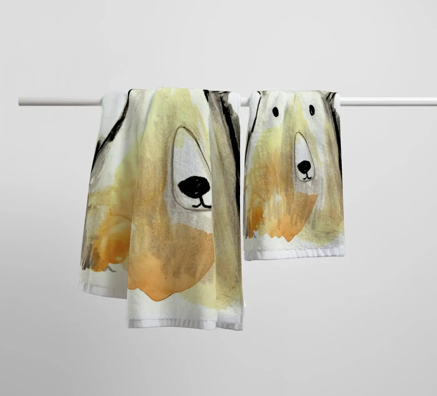 Hello Bear towel by Farina Kuklinski
