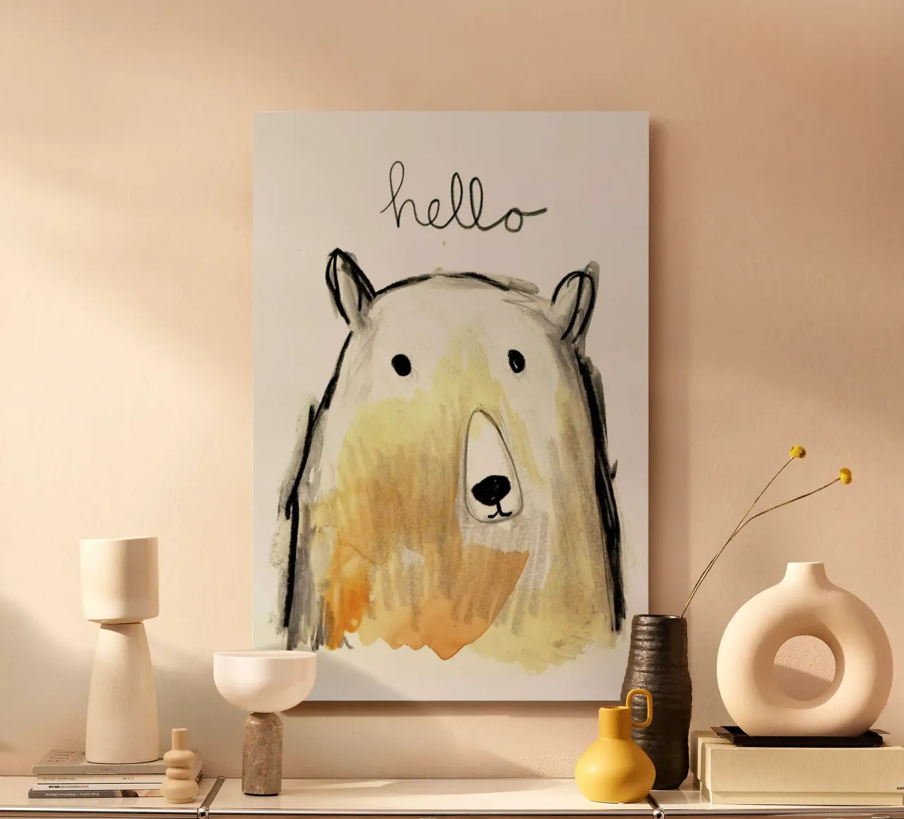 Hello Bear alu-dibond by Farina Kuklinski
