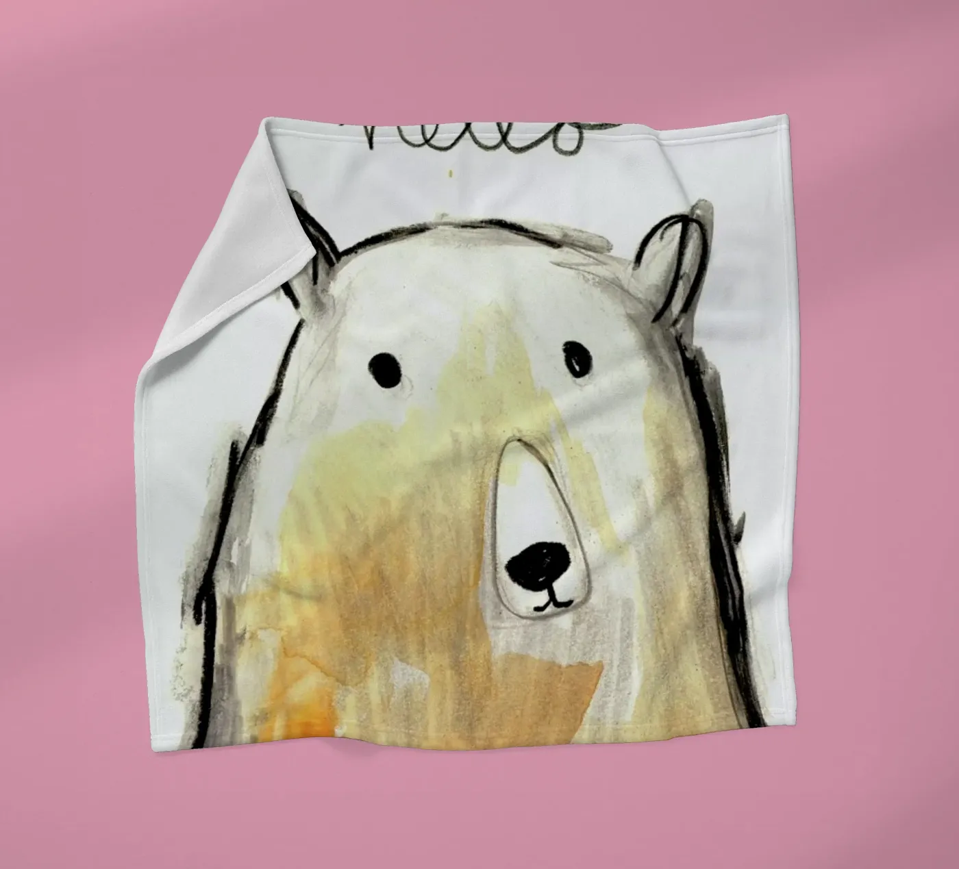 Hello Bear fleece blanket by Farina Kuklinski