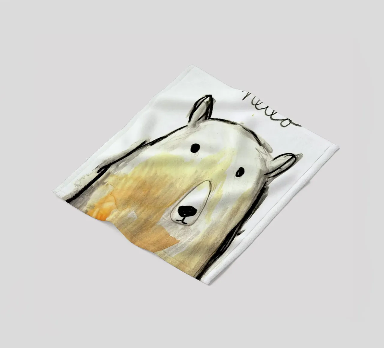 Hello Bear fleece blanket by Farina Kuklinski