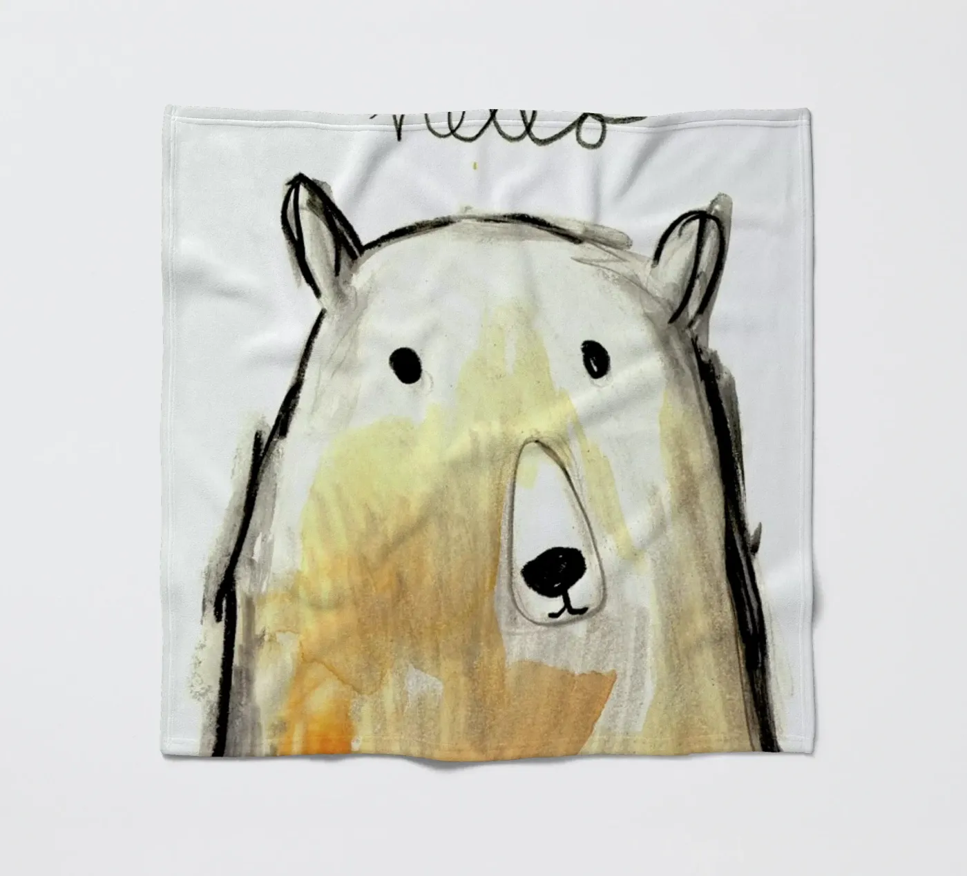Hello Bear fleece blanket by Farina Kuklinski