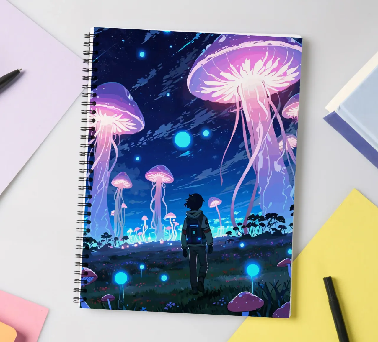 Luminescent Mushroom spiral notebook by artdesign1985