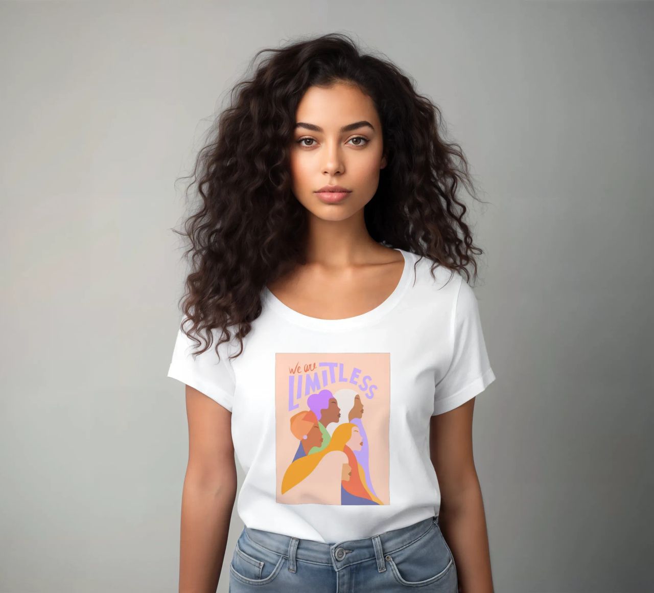 Journée internationale de la femme - Girl power "We are limitless" (Nous sommes illimitées) t-shirt ajusté pour femmes de Dominique Vari
