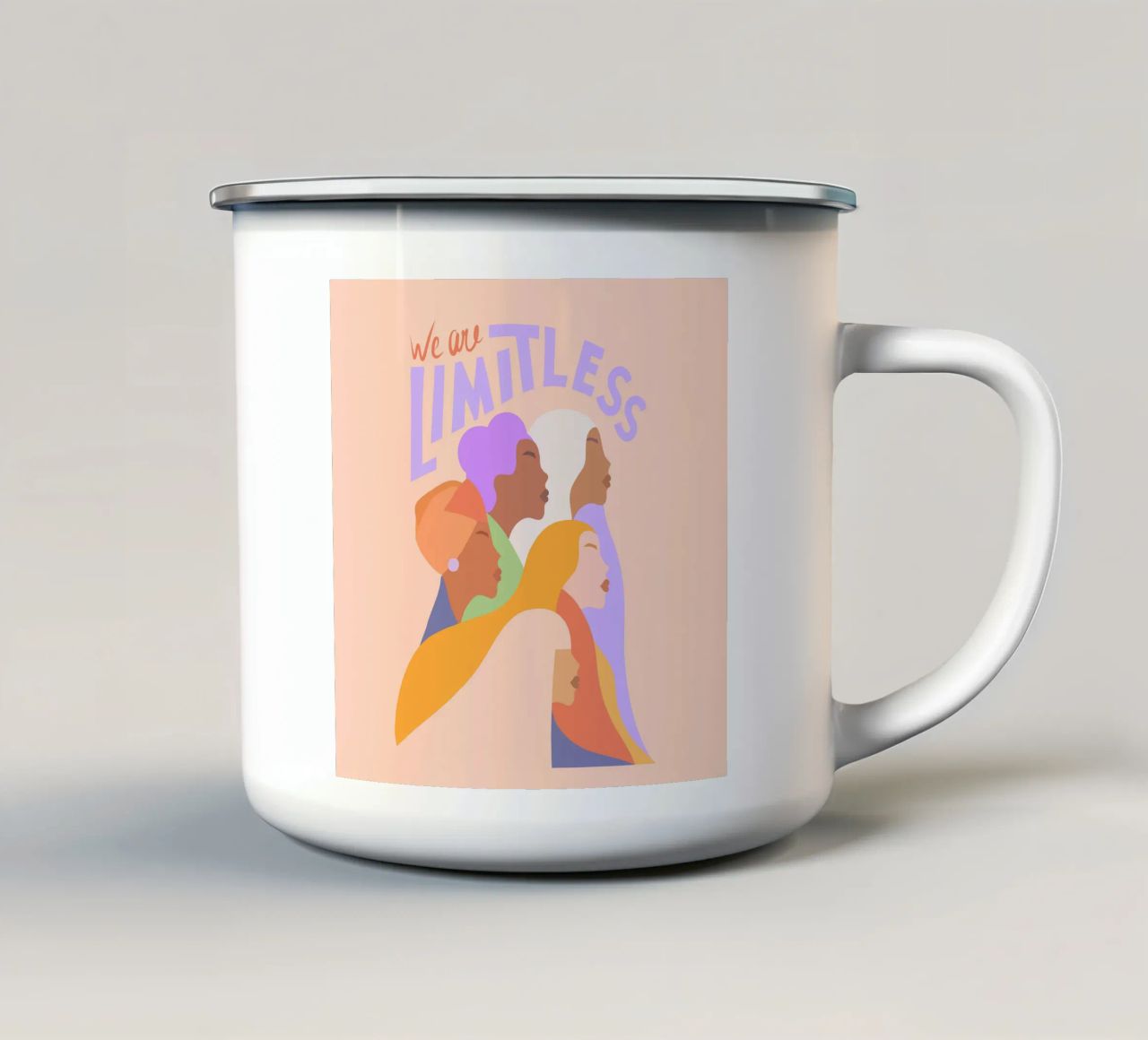 Journée internationale de la femme - Girl power "We are limitless" (Nous sommes illimitées) mug en émail de Dominique Vari