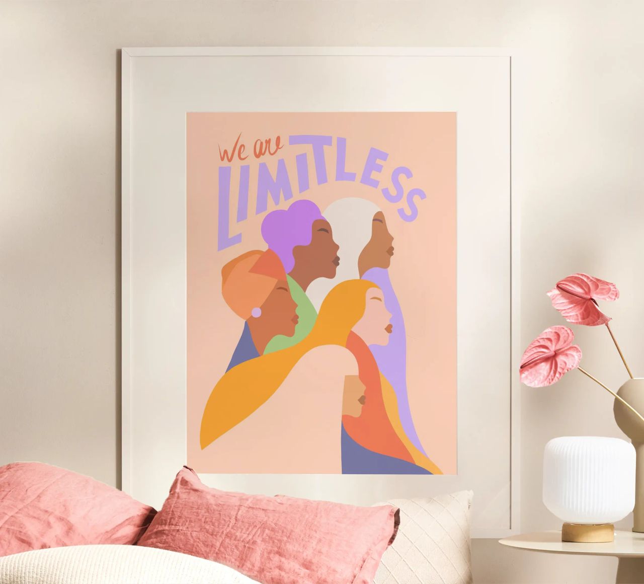 Journée internationale de la femme - Girl power "We are limitless" (Nous sommes illimitées) poster de Dominique Vari