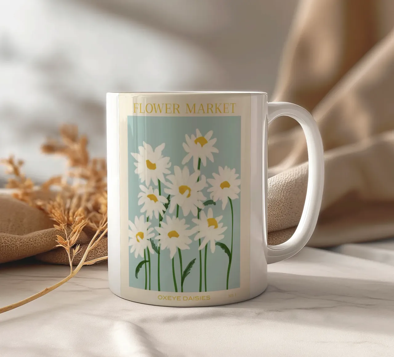Mercato dei fiori - Margherite dall'occhio di bue tazza in ceramica da Gale Switzer