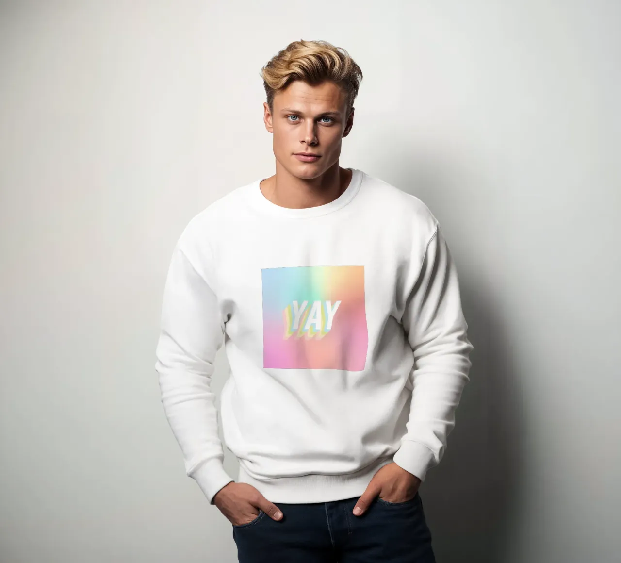 YAY Caramelo pastel arco iris degradado sudadera de Dominique Vari Words