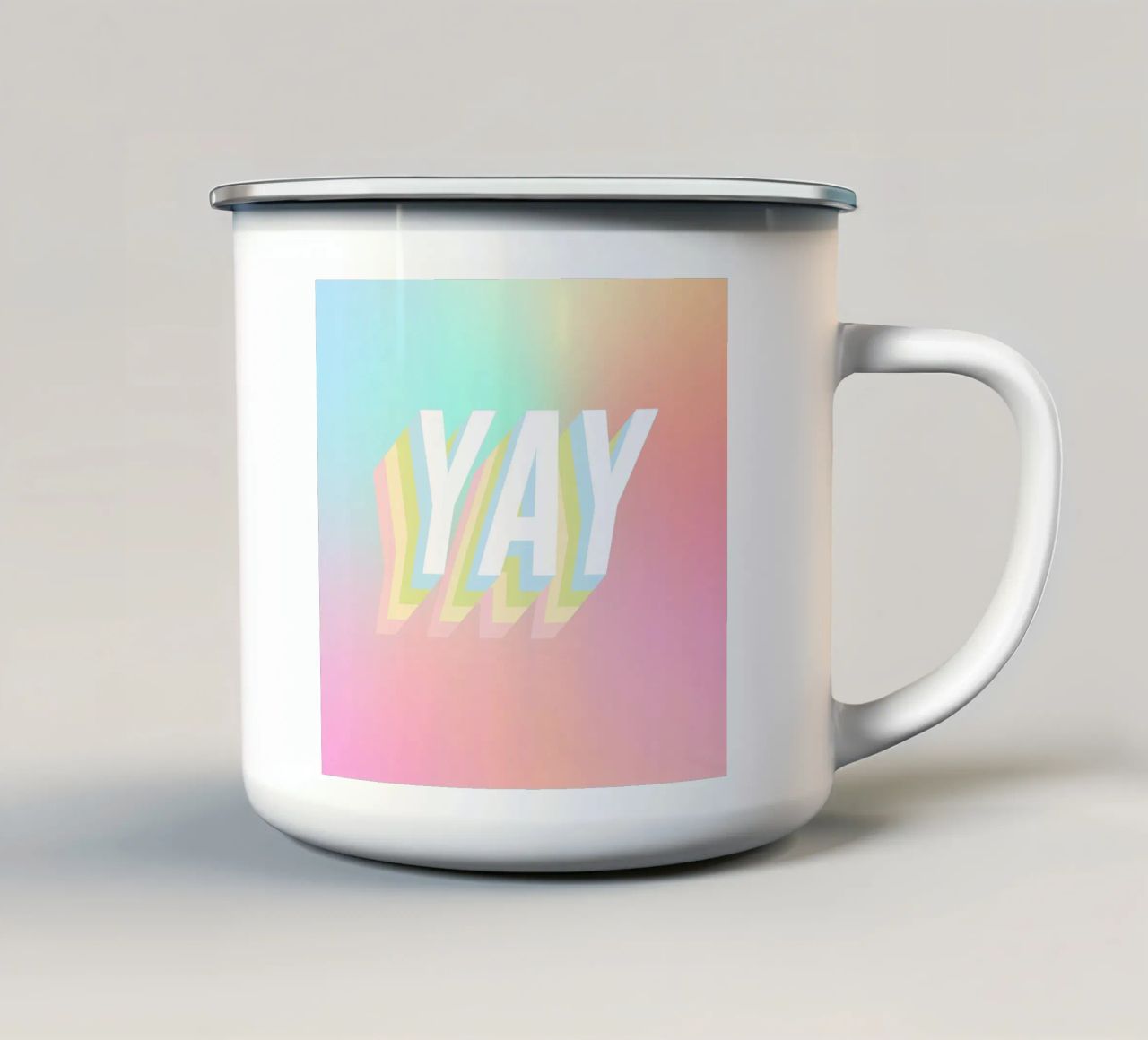 YAY Pastello Candy Arcobaleno Gradiente tazza in smalto da Dominique Vari Words